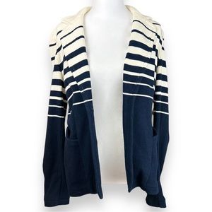 Anthropologie Cartonnier Women's Captain Blazer Blue Striped Nautical Jacket